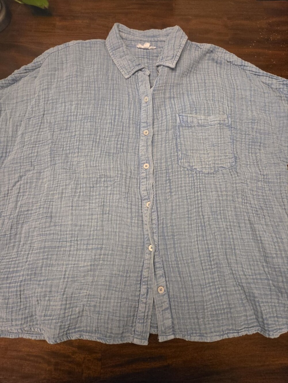 Westbound Blue Cotton Gauze Button Up Shirt Top Size Medium